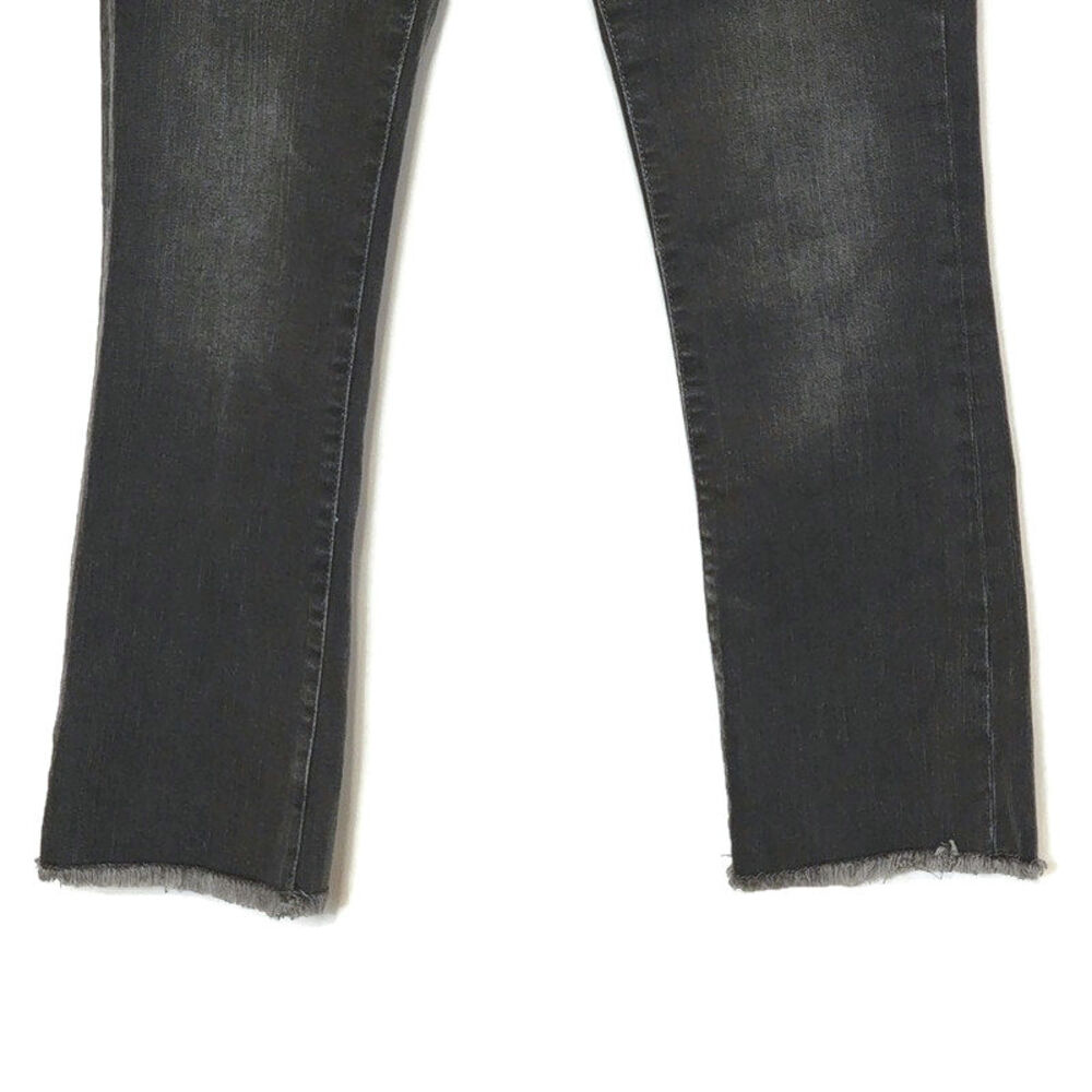 Free People Straight Leg Jeans Mid Rise Raw Hem Ankle Crop Black Gray 27 - Picture 5 of 16